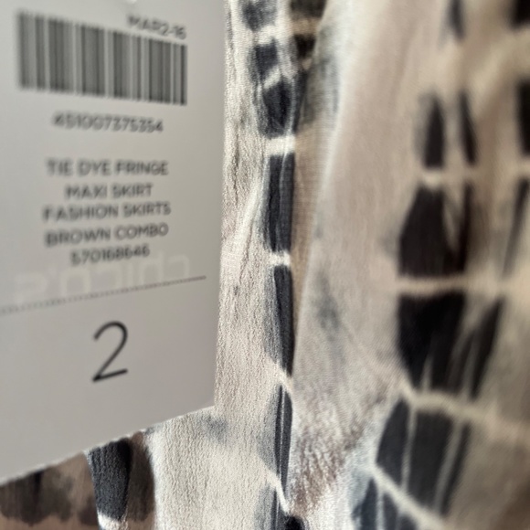 Chico’s Ombré Tie Dye Fringe Lined Maxi Skirt, sz. 2 - Picture 7 of 8